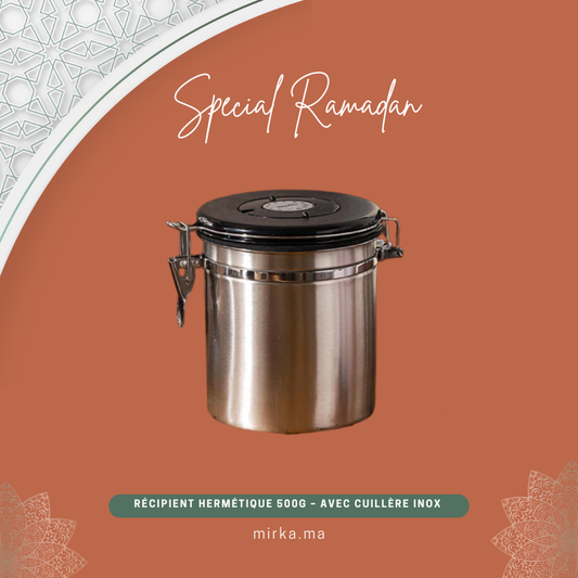 Récipient hermétique 500g – Avec cuillère inox Intégrée