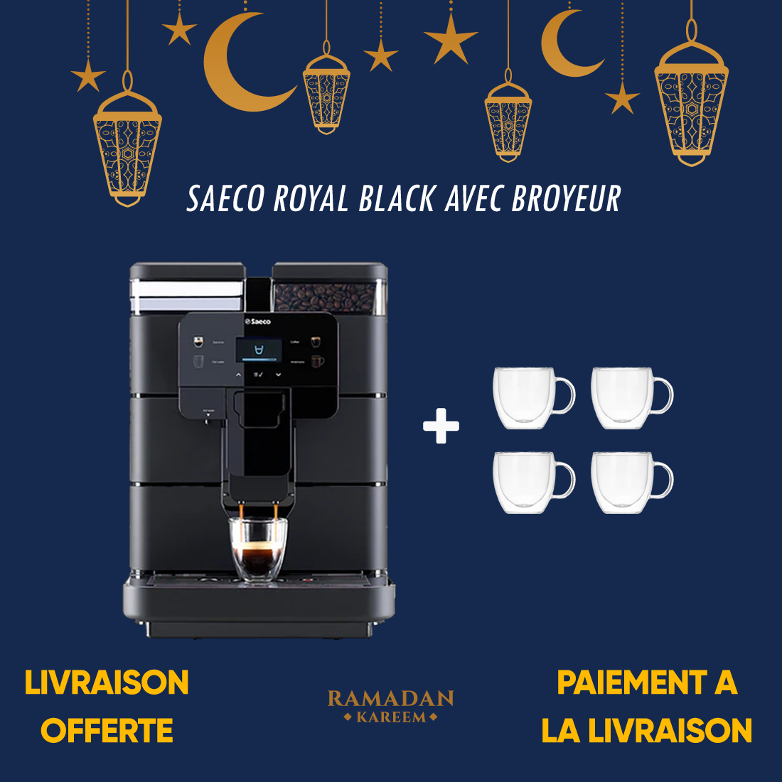 Saeco Royal Black avec broyeur - Offre Ramadan