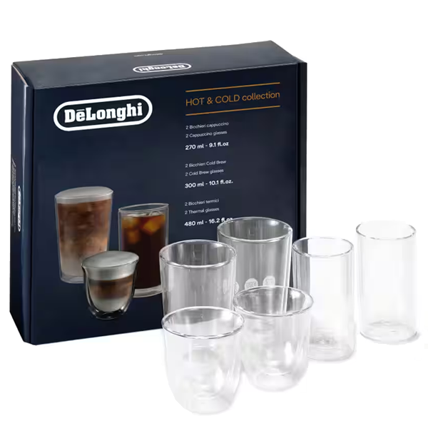 6 Tasses double paroi Delonghi Collection chaud et froid