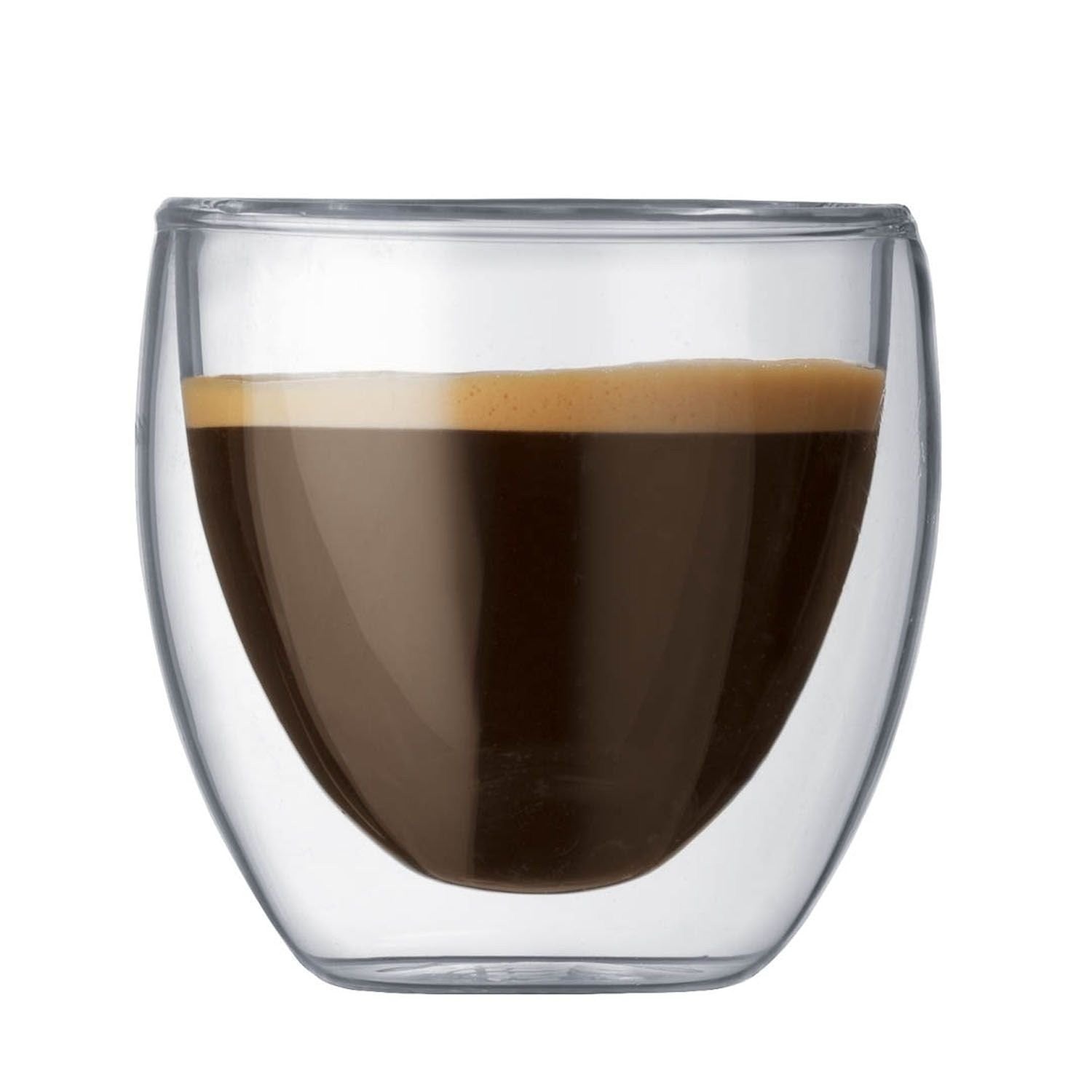 glastal Lot de 2 tasses à expresso à double paroi en verre borosilicate de 120 ml avec anse pour macchiato, latte, thé, glace, lait