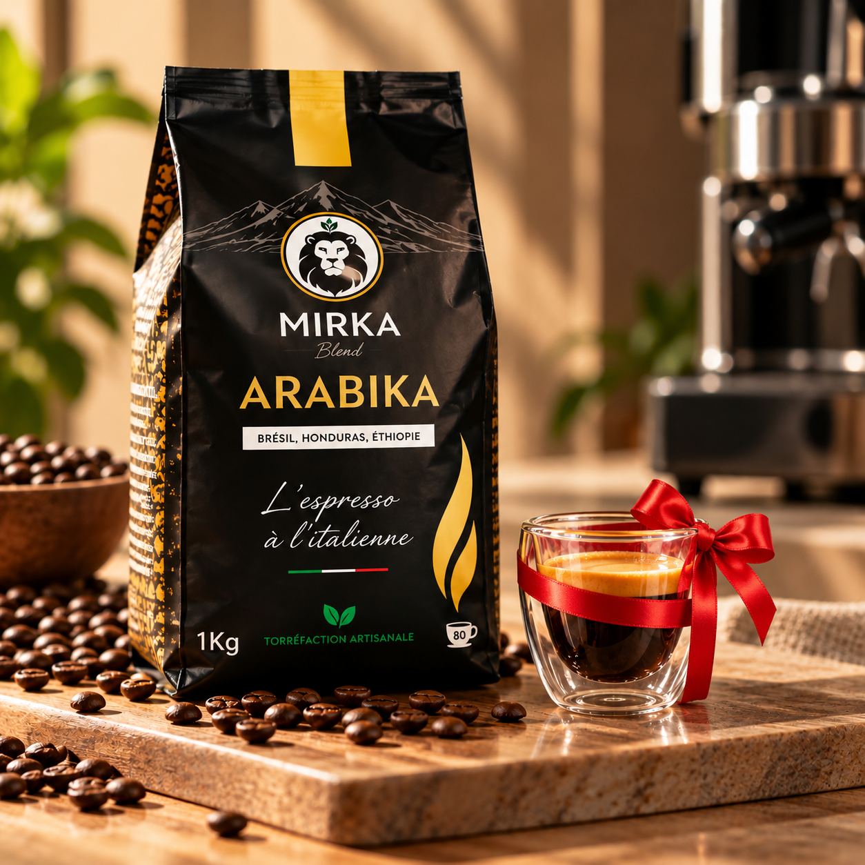 Mirka Arabika 1Kg avec tasse double paroi 80 ml offerte