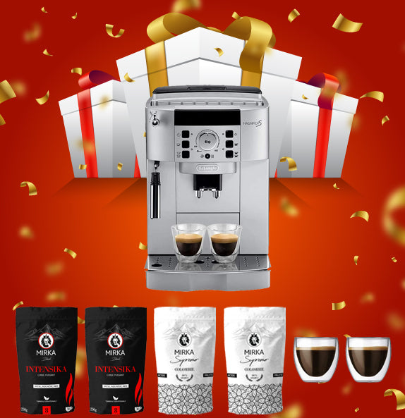 Machine Espresso De'Longhi Magnifica S + 2 Blend Mirka© 250g + 2 Origines Mirka© 250g + 2 Tasses double paroi